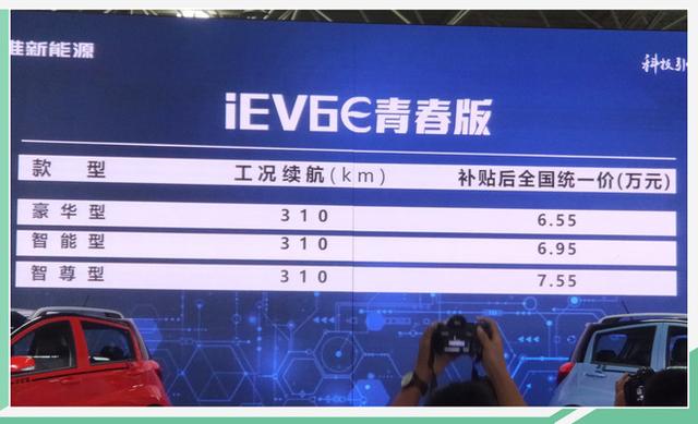 城市代步神器 江淮iEV6E青春版补贴后6.55万起售